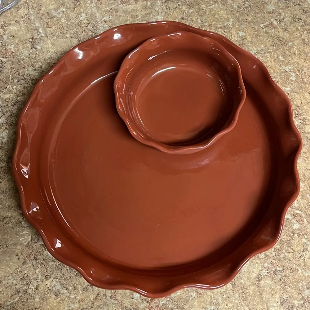 Bret Bortner Design Exclusively for Crate & Barrel Terracotta Chip & Dip Tray
